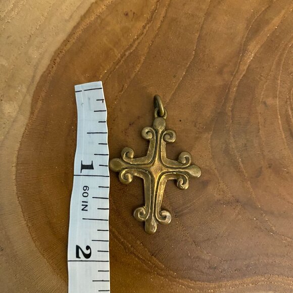 Jeep Collins Budded Cross Pendant, Brass - Picture 3 of 3